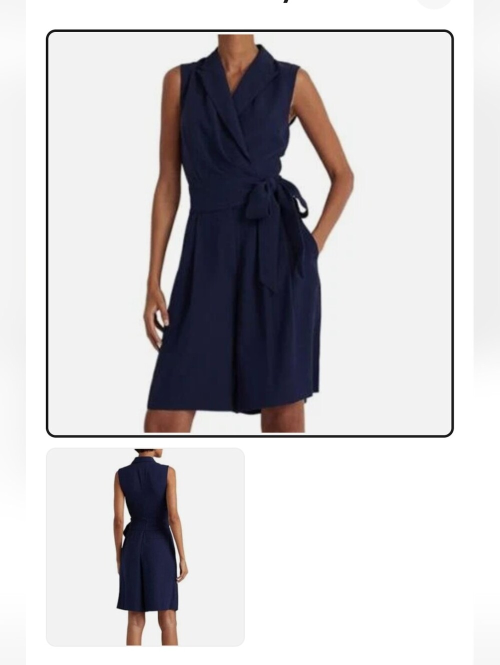 Lauren Ralph Lauren Chic Belted Georgette Sleeveless Romper 14 Like New